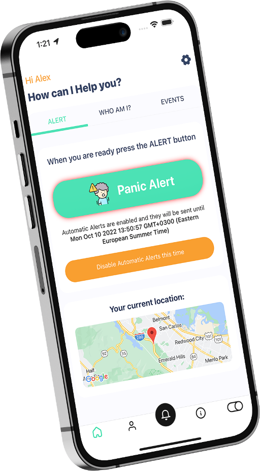 iAlert Plus app - Panic function Panic function